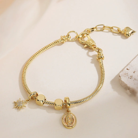 Copper Electroplated Geometric Pendant Bracelet For Boys And Girls