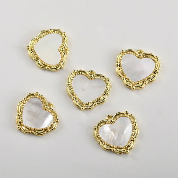 Copper Electroplated Heart Inlaid Shell Pendant Jewelry Accessories Material