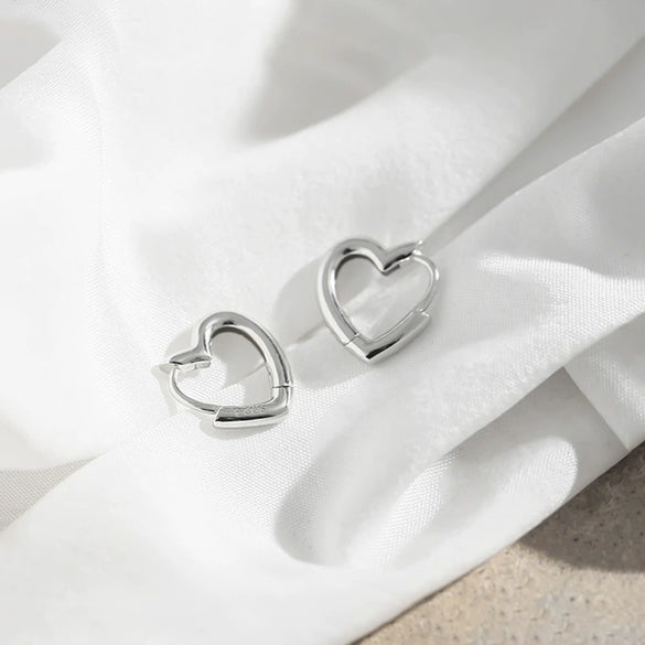 Copper Electroplated Hollow Heartshaped Earrings For Women