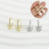 Copper Electroplated Inlaid Zircon Bow Pearl Earrings Accessories Hand Made