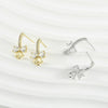 Copper Electroplated Inlaid Zircon Bow Pearl Earrings Accessories Hand Made