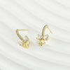 Copper Electroplated Inlaid Zircon Bow Pearl Earrings Accessories Hand Made