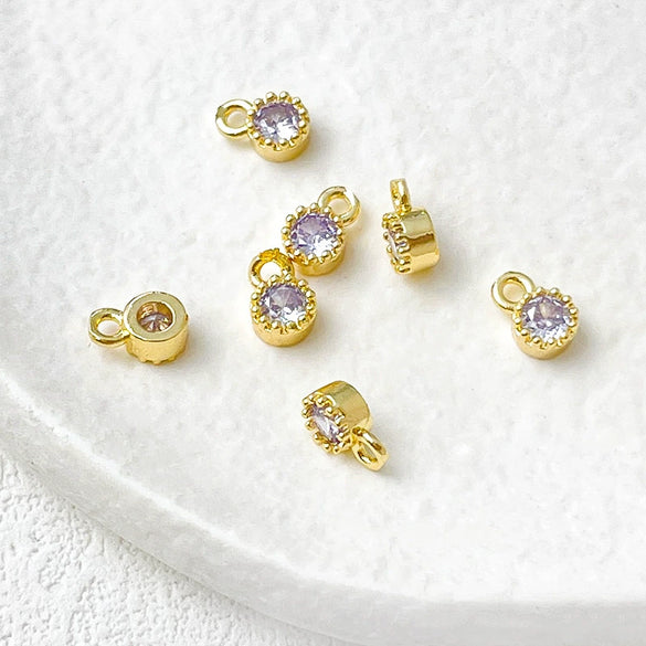 Copper Electroplated 18K Gold Color Retaining Round Zirconium Pendant Bracelet Necklace Ear Studs Earrings Accessories