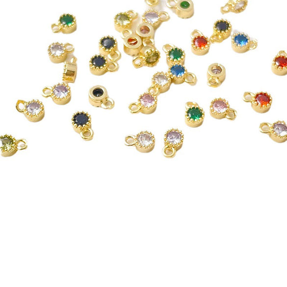 Copper Electroplated 18K Gold Color Retaining Round Zirconium Pendant Bracelet Necklace Ear Studs Earrings Accessories