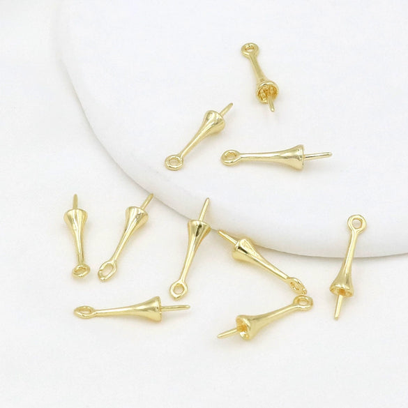 Copper Electroplated 18K Real Gold Belt Hanging Half Hole Pearl Pin Sheep's Eye Pendant Diy Accessories
