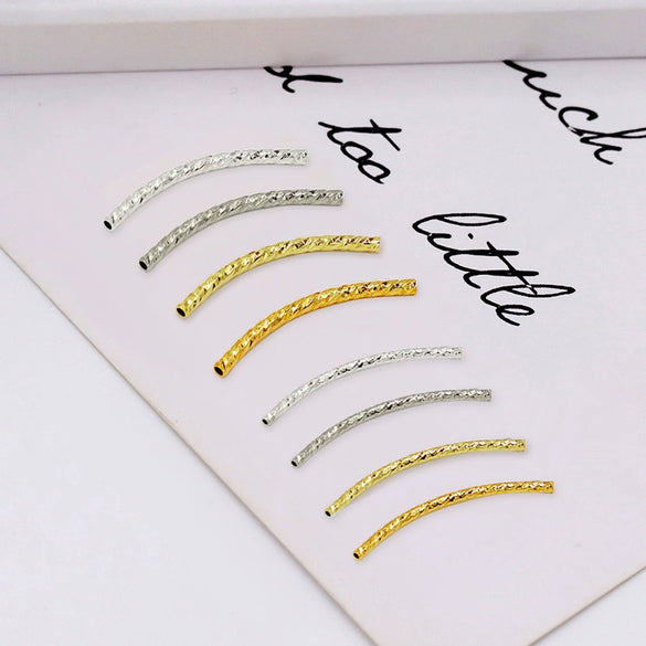 Copper Electroplated 18K Real Gold Faceted Threaded Elbow Diy Bracelet Necklace Accessories