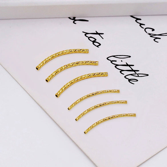 Copper Electroplated 18K Real Gold Faceted Threaded Elbow Diy Bracelet Necklace Accessories