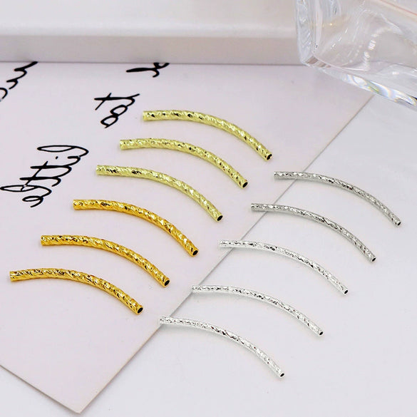 Copper Electroplated 18K Real Gold Faceted Threaded Elbow Diy Bracelet Necklace Accessories