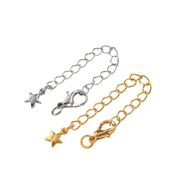 Copper Electroplated Lobster Buckle Love Tail Chain Bracelet Extension Chain With Fivepointed Star Diy Handmade Accessories