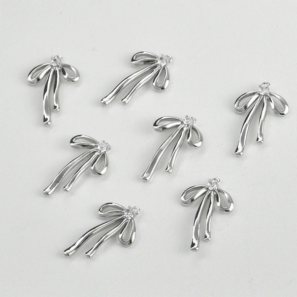 Copper Electroplated Long Bow Diamond Pendant Jewelry Accessories