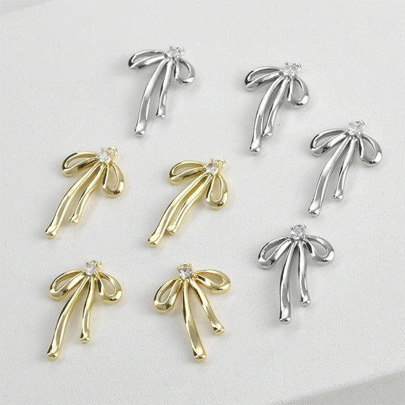 Copper Electroplated Long Bow Diamond Pendant Jewelry Accessories