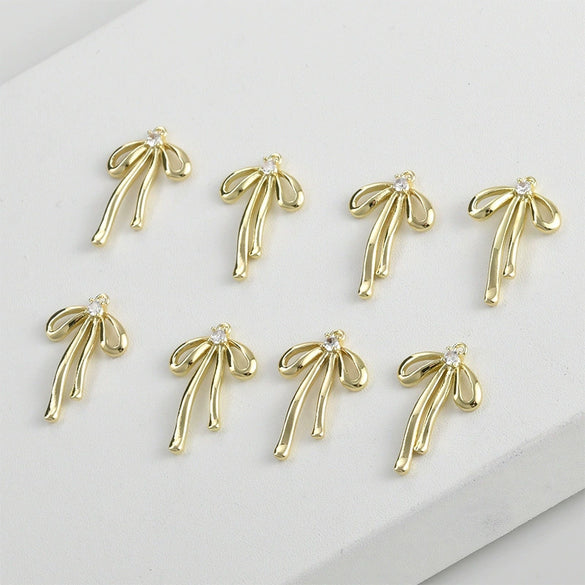 Copper Electroplated Long Bow Diamond Pendant Jewelry Accessories