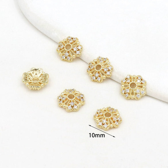 Copper Electroplated Micropaved Zircon Cut Out Flower Diy Jewelry Accessories Bracelet Necklace Earrings
