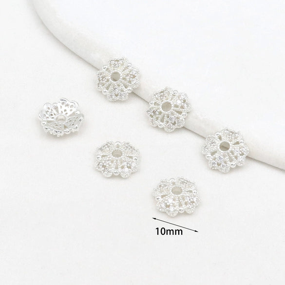 Copper Electroplated Micropaved Zircon Cut Out Flower Diy Jewelry Accessories Bracelet Necklace Earrings