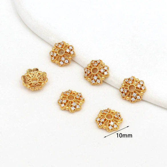 Copper Electroplated Micropaved Zircon Cut Out Flower Diy Jewelry Accessories Bracelet Necklace Earrings