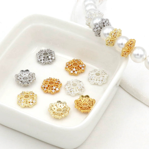 Copper Electroplated Micropaved Zircon Cut Out Flower Diy Jewelry Accessories Bracelet Necklace Earrings
