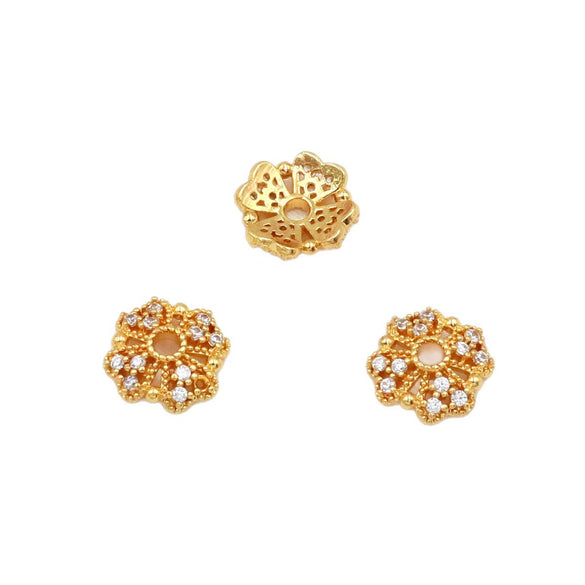 Copper Electroplated Micropaved Zircon Cut Out Flower Diy Jewelry Accessories Bracelet Necklace Earrings