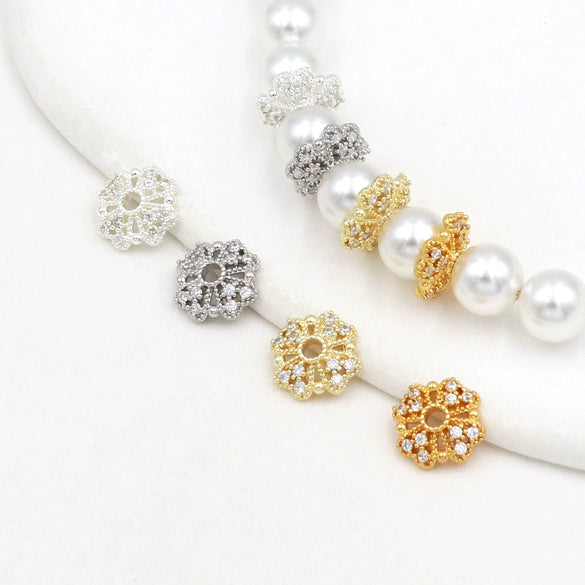 Copper Electroplated Micropaved Zircon Cut Out Flower Diy Jewelry Accessories Bracelet Necklace Earrings