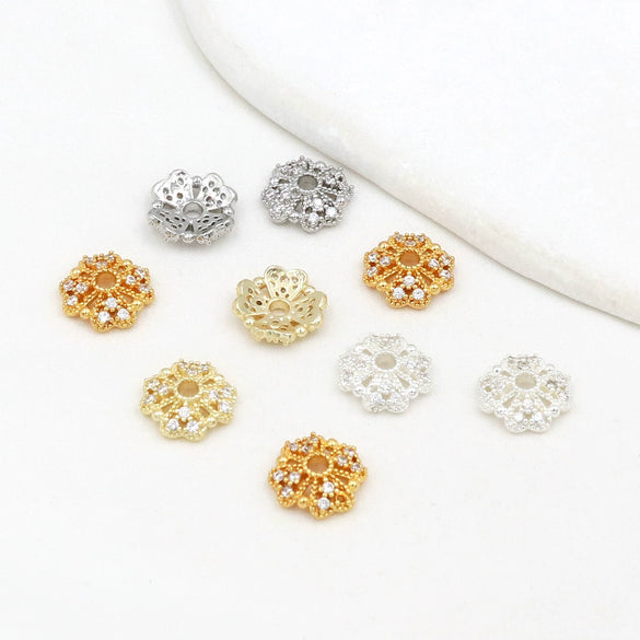 Copper Electroplated Micropaved Zircon Cut Out Flower Diy Jewelry Accessories Bracelet Necklace Earrings