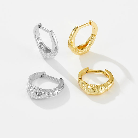 Copper Electroplated Platinum 18K Gold Earrings With Zircon Simple Allmatch Light Luxury Style