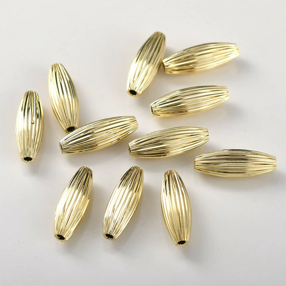 Copper Electroplated Pleated Olive Rhombus Cylindrical Spacer Beads Jewelry Accessories