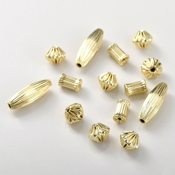 Copper Electroplated Pleated Olive Rhombus Cylindrical Spacer Beads Jewelry Accessories