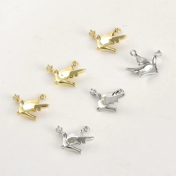 Copper Electroplated Pocket Color Zirconium Peace Pigeon Small Bird Pendant Jewelry Accessories