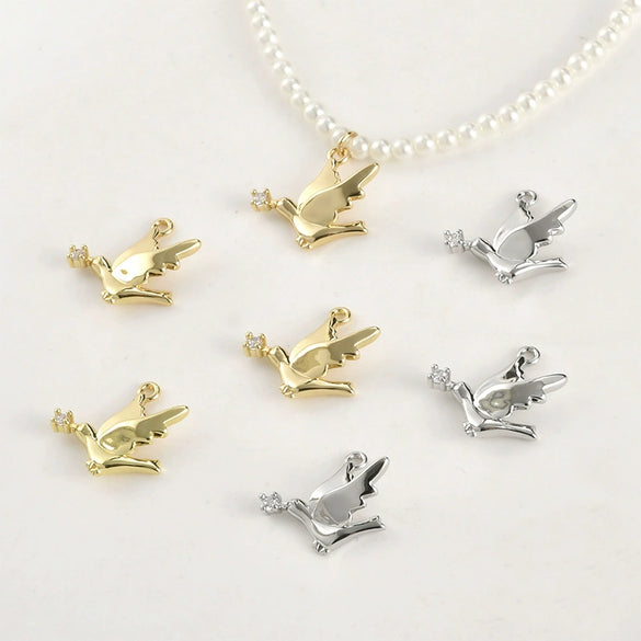 Copper Electroplated Pocket Color Zirconium Peace Pigeon Small Bird Pendant Jewelry Accessories