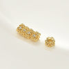Copper Electroplated Real Gold Geometric Small Flower Zircon Large Hole Beads Jewelry Making Material For Bracelet Necklace Earring