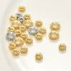 Copper Electroplated Real Gold Geometric Small Flower Zircon Large Hole Beads Jewelry Making Material For Bracelet Necklace Earring