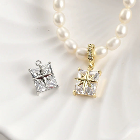 Copper Electroplated Retro Cross Star Long Square Pendant Jewelry Accessories For Diy Bracelet Necklace Earrings