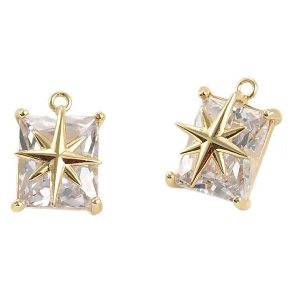 Copper Electroplated Retro Cross Star Long Square Pendant Jewelry Accessories For Diy Bracelet Necklace Earrings