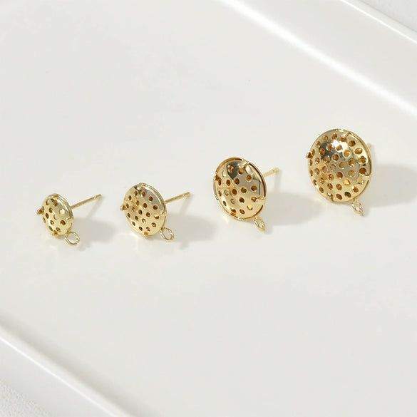 Copper Electroplated Round Mesh Showerhead Hanging Earrings Diy Homemade Ear Jewelry Material Accessories
