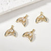 Copper Electroplated Sea Blue Zircon Fishtail Shell Pendant Jewelry Bracelet Necklace Earrings