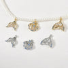 Copper Electroplated Sea Blue Zircon Fishtail Shell Pendant Jewelry Bracelet Necklace Earrings