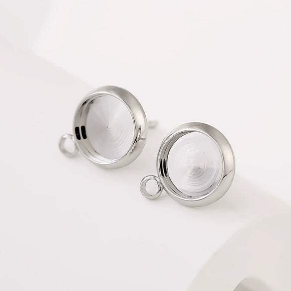 Copper Electroplated Semicircular Pearl Earrings Handmade Accessories Versatile Geometric Style