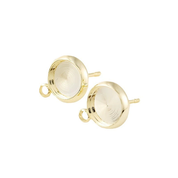 Copper Electroplated Semicircular Pearl Earrings Handmade Accessories Versatile Geometric Style