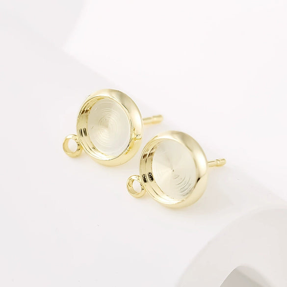 Copper Electroplated Semicircular Pearl Earrings Handmade Accessories Versatile Geometric Style