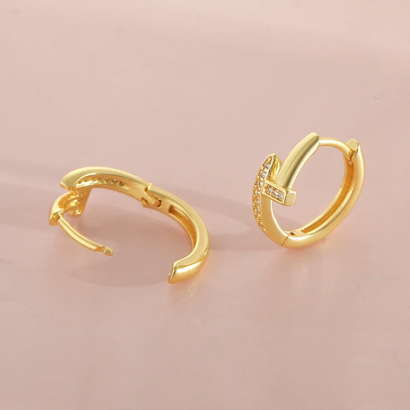 Copper Electroplated Stud Earrings Stylish Versatile Unisex