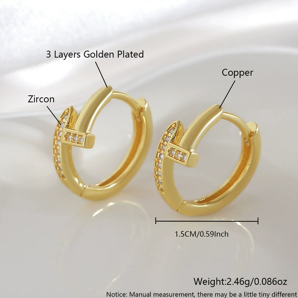 Copper Electroplated Stud Earrings Stylish Versatile Unisex