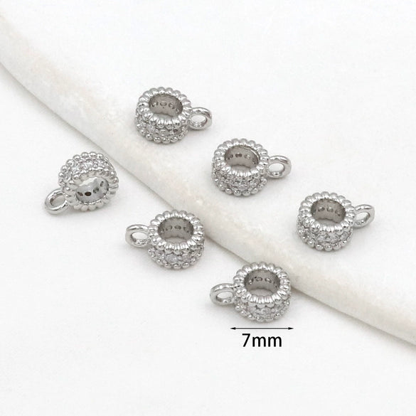 Copper Electroplated With 18K Real Gold Microinlaid Diamonds Zirconium Cut Out Spacer Beads Bracelet Necklace Diy Loose Beads