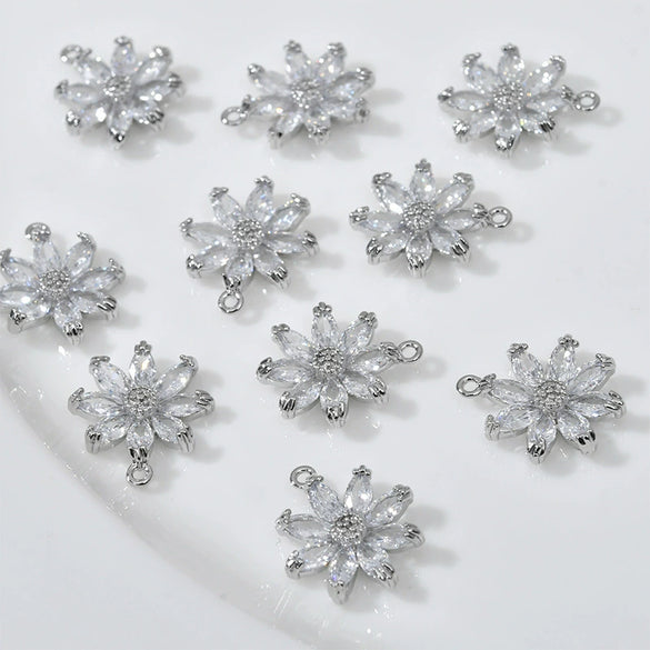 Copper Electroplated Zircon Daisy Flower Pendant Bracelet Necklace Accessories