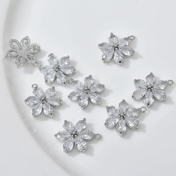 Copper Electroplated Zircon Daisy Flower Pendant Bracelet Necklace Accessories
