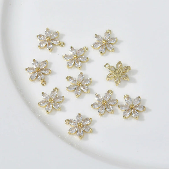 Copper Electroplated Zircon Daisy Flower Pendant Bracelet Necklace Accessories