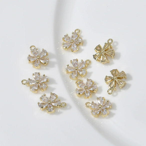 Copper Electroplated Zircon Daisy Flower Pendant Bracelet Necklace Accessories