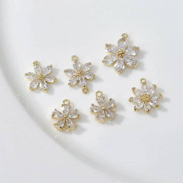 Copper Electroplated Zircon Daisy Flower Pendant Bracelet Necklace Accessories