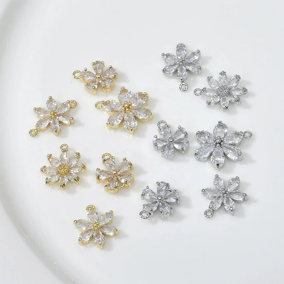 Copper Electroplated Zircon Daisy Flower Pendant Bracelet Necklace Accessories