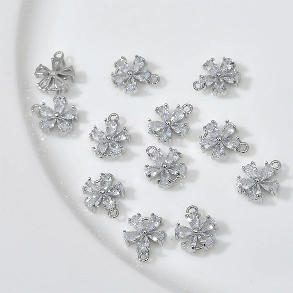 Copper Electroplated Zircon Daisy Flower Pendant Bracelet Necklace Accessories