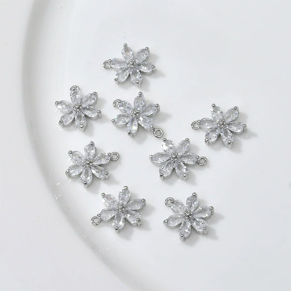 Copper Electroplated Zircon Daisy Flower Pendant Bracelet Necklace Accessories