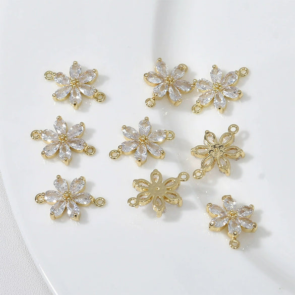 Copper Electroplated Zircon Daisy Flower Pendant Bracelet Necklace Accessories